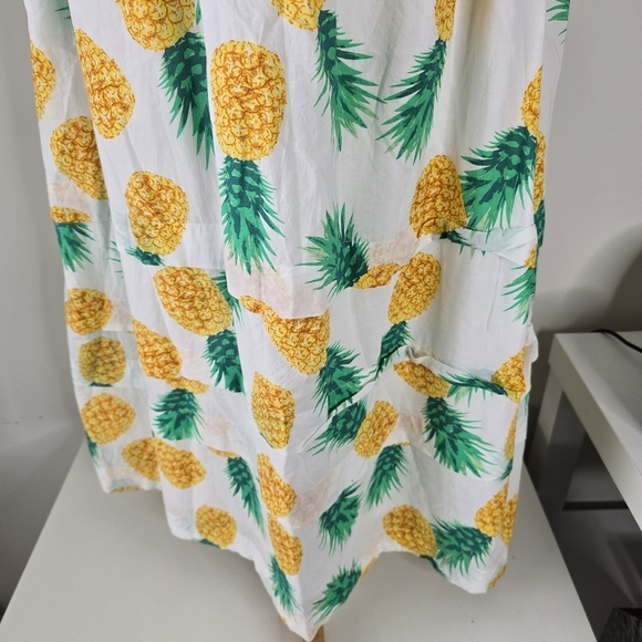 J. Crew Pineapple Print Squareneck Ruffle Cotton Maxi Dress 6P Tiered Pockets - Picture 3 of 16